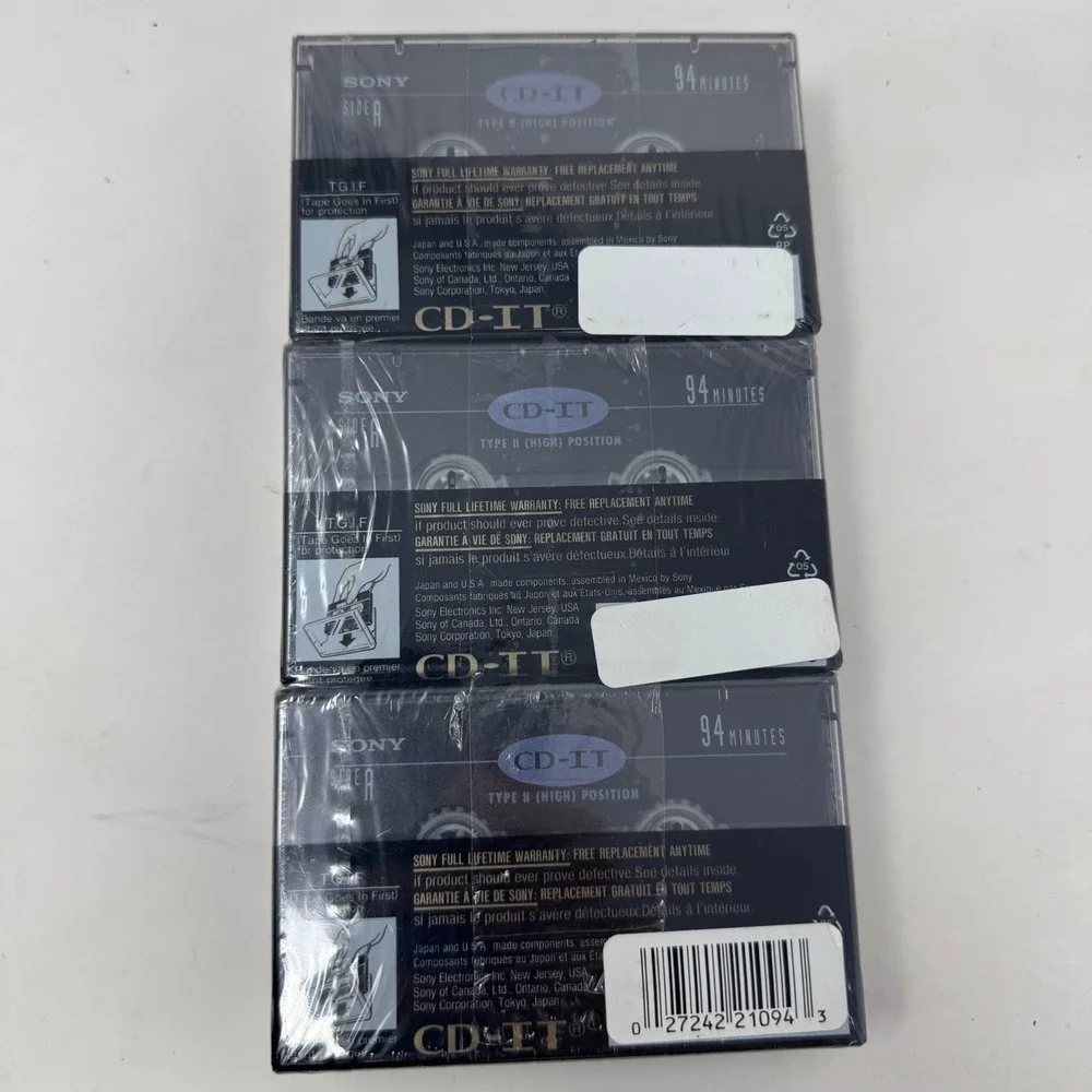 Sony CD-IT 94 High Bias Type II Audio Cassette Tapes 6 Pack C-94CDIT2 Sealed Vtg